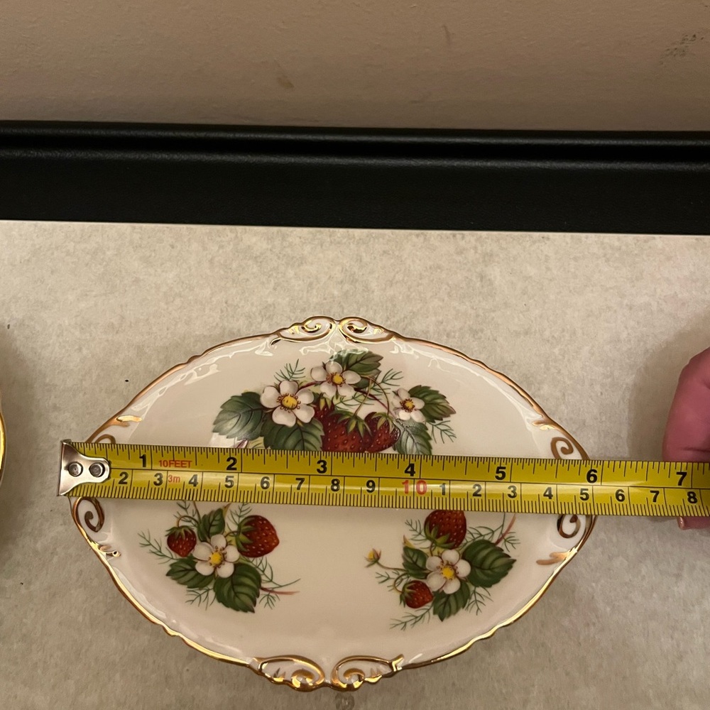 3 Vintage Hammersley Spode English Bone . Strawberry Ripe trinket dishes/servi - Picture 2 of 10